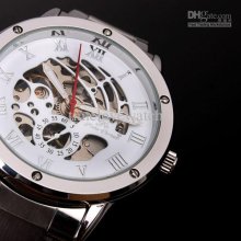 4pcs Selling Mech White Stainless Face Men Mechanical Watch Power Ro