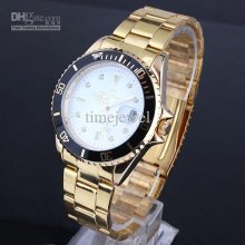 5 Gorgeous Wristwatch N7453 Men's White Dial Black Rim Quartz Gold D