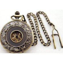 5pcs Antique Style Collection Men's Copper Alloy Pocket Watch Mechan