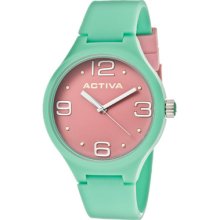 Activa Watches Women's Pink Dial Light Blue Polyurethane Light Blue P