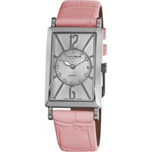 Akribos XXIV Watches Women's White Diamond Silver Dial Light Pink Leat