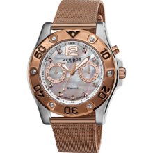 Akribos XXIV Watches Women's White Mother of Pearl Dial Rose Tone SS R