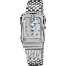 Akribos XXIV Watches Women's Impeccable White Mother of Pearl Dial Sil