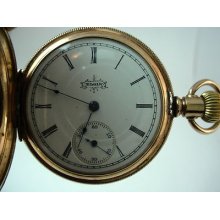 American Waltham 6 Size Vintage Pocket Watch Yellw Gold Filled Hunting Case 1895