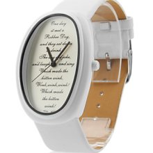 Analog Unisex PU Quartz Wrist Watch with Elliptical Case gz1026 (White)