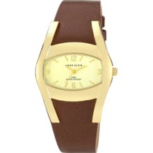 Anne Klein Watch, Womens Brown Leather Strap 28x36mm Ak-1086CHBN