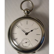 Antique 1884 Aurora Pocket Watch 7-11 Jewels 18 Size Key Set & Wind