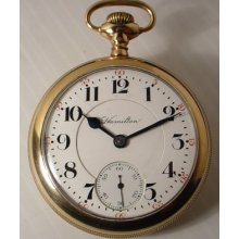 Antique 940 Hamilton 21'j Rr Railroad Pocket Watch 18's Gold Gjs Damaskeening