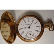 Antique Ladies Plymouth Illinois Pocket Watch Gold Filled Hunting Fancy Case