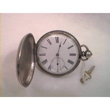 Antique Post Civil War June 24 1866 Engraved Mens Pocket Watch Silver Or Plate