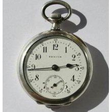 Antique Silver Zenith Top Wind Pocket Watch Grand Prix Paris 1900