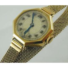 Art Deco 18ct Gold Ladies Wrist Watch Mechanical Movement Dated 1937
