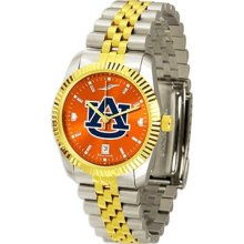 Auburn Tigers Executive Orange AnoChrome Two-Tone Steel Mens Watch