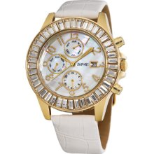 August Steiner Watches Women's White Mother of Pearl Dial White Polyur