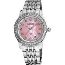 August Steiner Watches Women's Pink Mother of Pearl Dial Silver Tone B