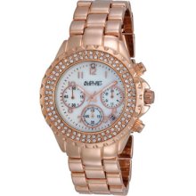 August Steiner Watches Women's White Mother of Pearl Dial Rose Tone Ba