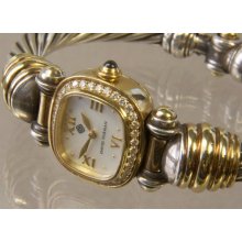 Authentic Ladies 18K Gold, Sterling & Diamond David Yurman Wristwatch
