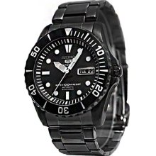 Authentic Seiko 5 Black 100m Automatic Mens Sports Watch Snzf21j1