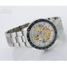 Automatic Men's Watches White Dial Golden Mechanical Movement Stainl