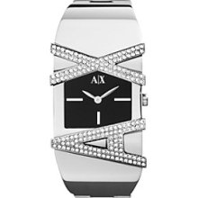 AX Armani Exchange Silvertone Women's Bangle Watch with Glitz Logo