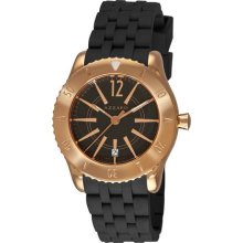 Azzaro Men's 'Coastline' Rose PVD Black Rubber Strap Watch