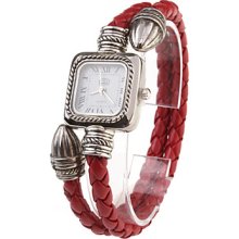Band PU Rope Quartz Bracelet Watch For Women(Red)
