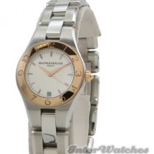 Baume & Mercier Linea Steel & 18k Pink Gold Bezel Ladies Date Watch 10014