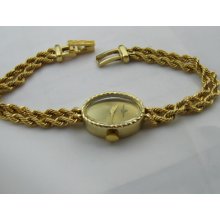 Baume Mercier 14k Solid Gold Watch & Band Fancy Sunburst Dial Vintage 1950's