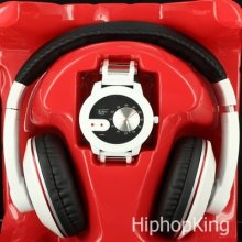 Beautiful Gift Set Black White Hip Hop Watch Silicone Band Steel Back Head Phone