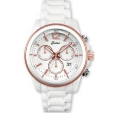 Belair White/Rose Gold Trim Watch W/ 3 Sub Dial