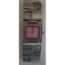 Beyond Pink Crystal Silver Ladies Love Watch -