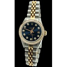 Black diamond dial bezel SS & gold jubilee bracelet datejust ladies rolex watch - Black - Stainless Steel