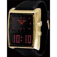 Black Dice Men's Duo BD-049-06 Black Rubber Quartz Watch with Gold Dial