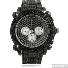 Black Jumbo Chrono Full Iced Mens Hip Hop Watch
