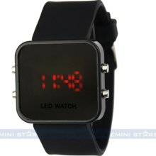 Black Mirror Led Faceless Silicone Smart Casual Date Faddish Unisex Wrist Watch