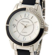 Black Unisex Gemax 6206 Round Dial Quartz Analog Watch With Alloy Strap
