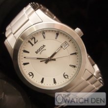 Boccia Mens White Dial Titanium Bracelet Watch - B3550-01