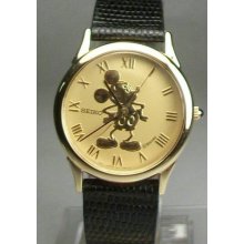 Brand-new Disney Seiko 14kt Gold Mens Mickey Mouse Watch Stunning