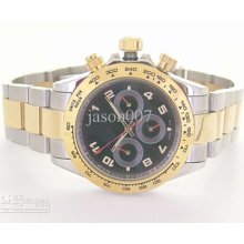 Brand New Watches Automatic Two Tone Stainless Steel Black Dial Rd21