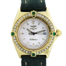 Breitling Callistino K52043 Emerald and Diamond Bezel Ladies Watch