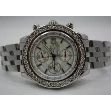 Breitling Chronomat Evolution A13356 Mop Dial Diamond Encrusted Watch