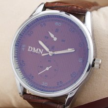 Brown Faux Belt Neutral Men Women Quartz Wrist Watches Fashion Gift