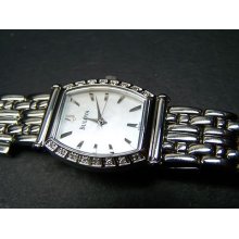 Bulova 96r39 16 Real Diamonds Ladies Watch Mother Of Pearl Dial Stainless Steel