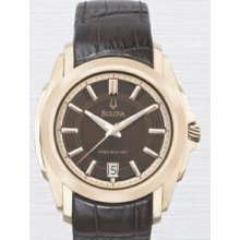 Bulova Precisionist Longwood Men`s Rose Gold-tone Brown Dial Dress Watch