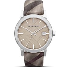 Burberry Womens Classic Smoke Checked Fabric Calendar Watch Bu9023