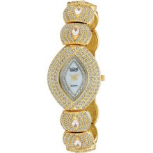 Burgi Watches Women's White Mother of Pearl Dial Gold-tone Brass Gold