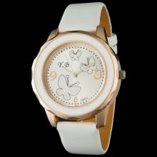 Butterfly Patterned Quartz Analog Watch for Women's (White) - Stainless Steel - White
