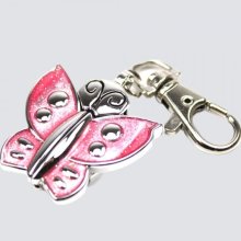 Butterfly Quartz Pocket Watch w/Keychain | PINK
