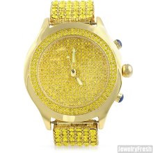 Canary and Gold Iced Out Blizzard Mens Watch