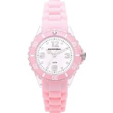 Cannibal Kid's Quartz Watch With White Dial Analogue Display And Pink Silicone Strap Ck223-14